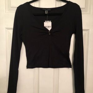 Forever 21 black long sleeve crop top